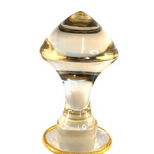 Vintage Glass Decanter Stopper With Gold Accents Replacement Barware Topper